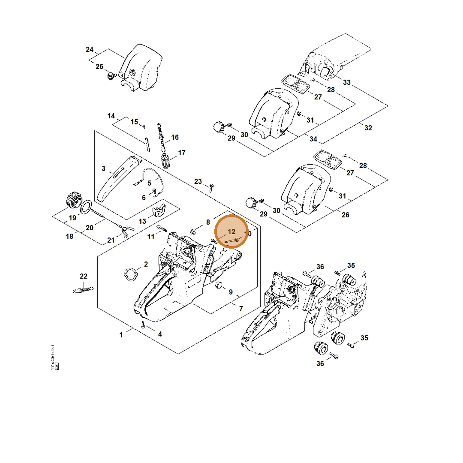 STIHL part 9074-478-4425 — IPL diagram snippet (6x zoom, amber highlight)