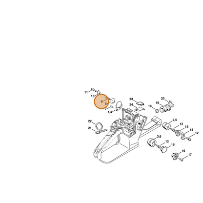 STIHL part 9074-478-4545 — IPL diagram snippet (6x zoom, amber highlight)