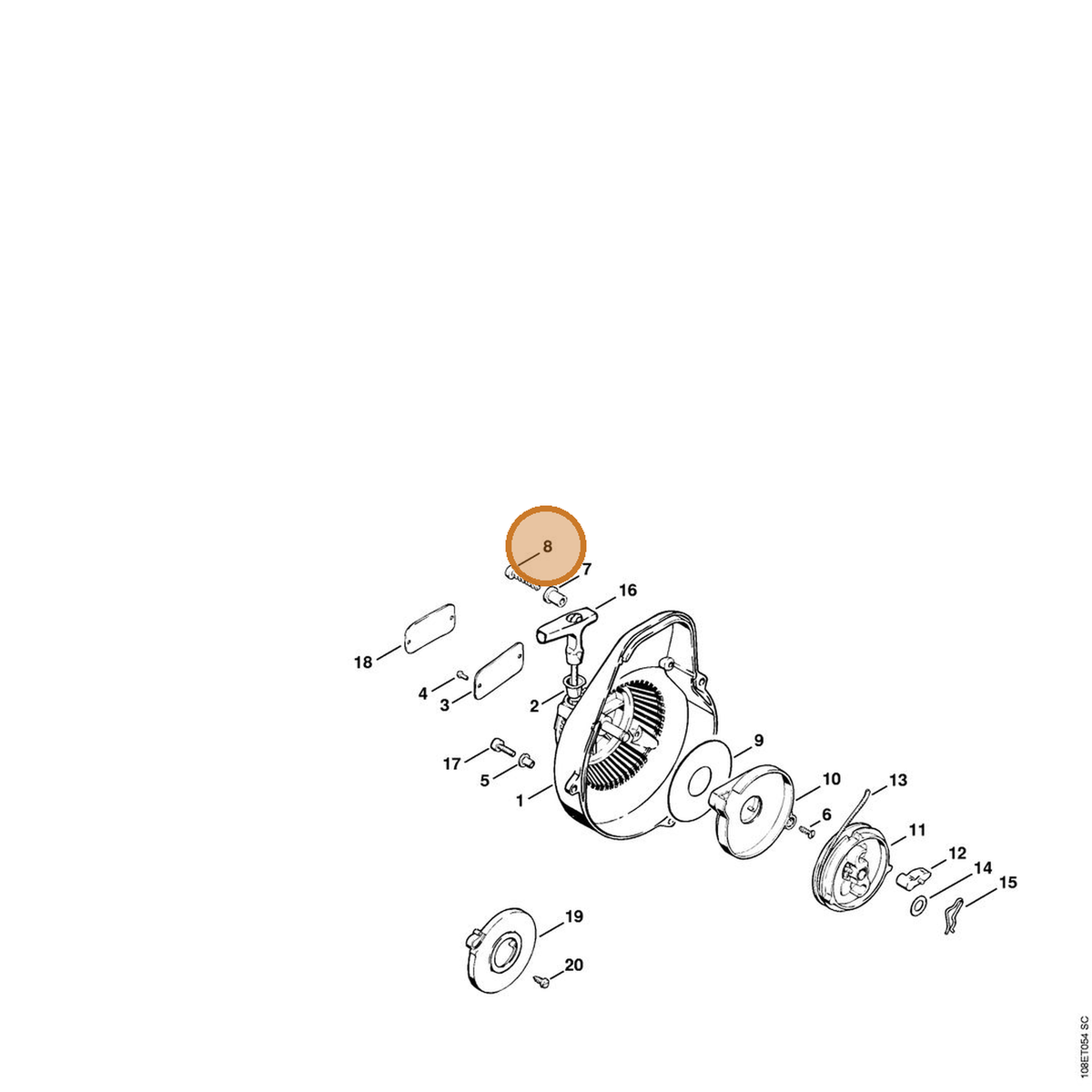 STIHL part 9074-478-4675 — IPL diagram snippet (6x zoom, amber highlight)