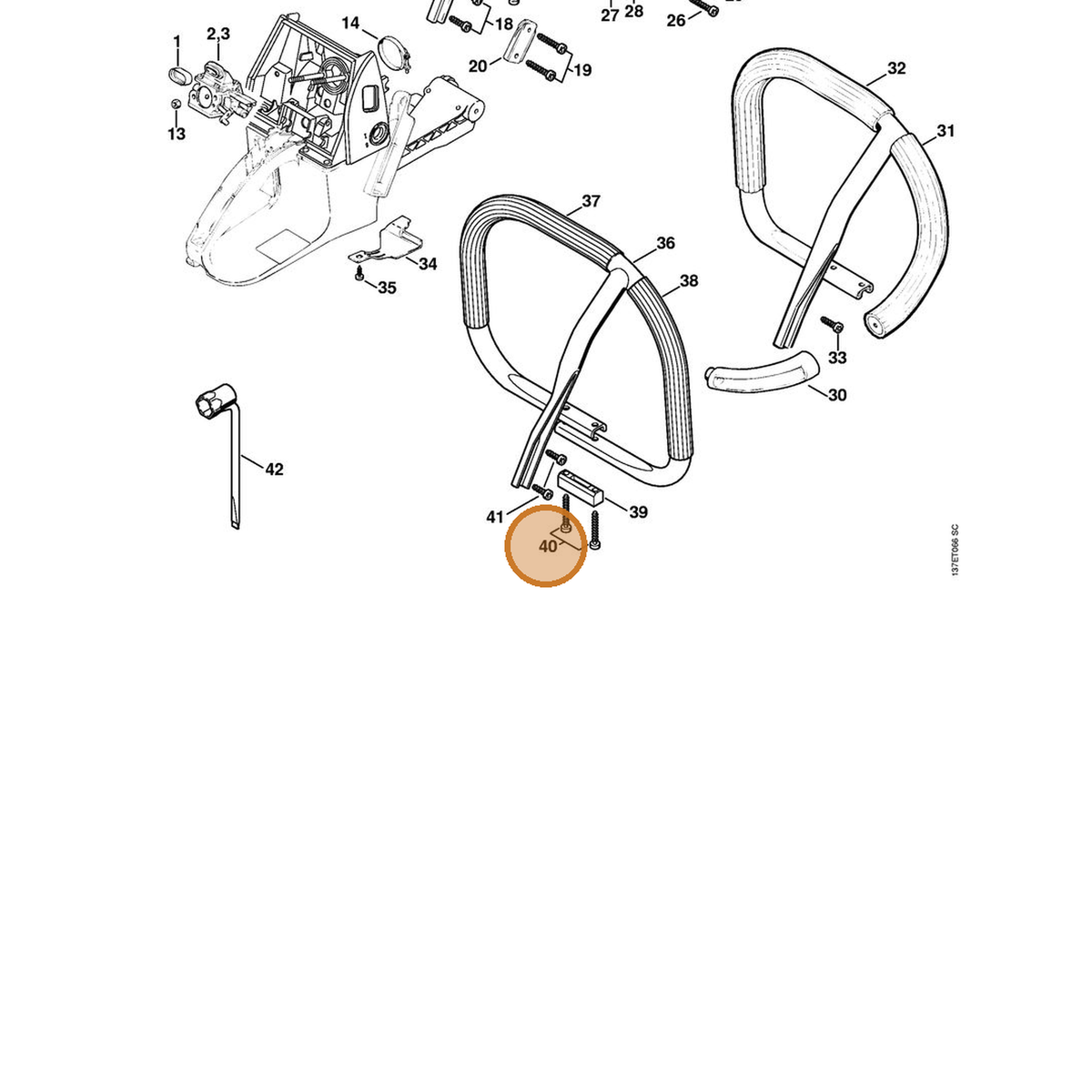 STIHL part 9074-478-4705 — IPL diagram snippet (6x zoom, amber highlight)