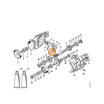 STIHL part 9075-240-0630 — IPL diagram snippet (6x zoom, amber highlight)