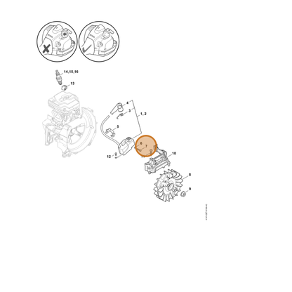STIHL part 9075-478-3019 — IPL diagram snippet (6x zoom, amber highlight)