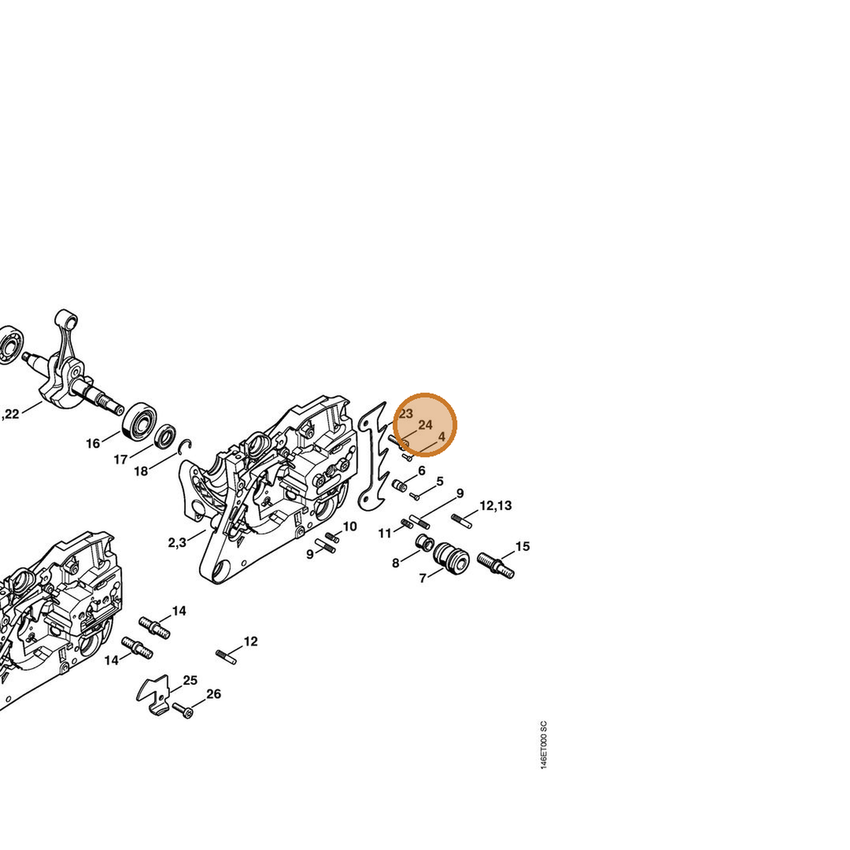 STIHL part 9075-478-4085 — IPL diagram snippet (6x zoom, amber highlight)