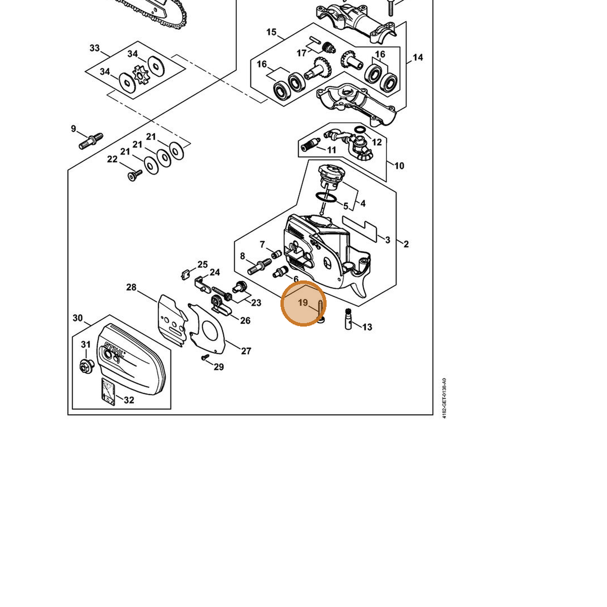 STIHL part 9075-478-4168 — IPL diagram snippet (6x zoom, amber highlight)