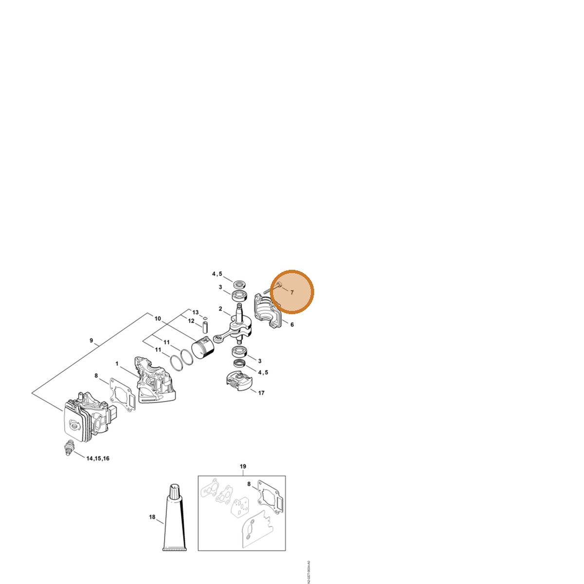 STIHL part 9075-478-4186 — IPL diagram snippet (6x zoom, amber highlight)