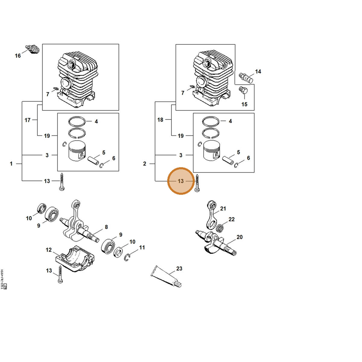STIHL part 9075-478-4195 — IPL diagram snippet (6x zoom, amber highlight)