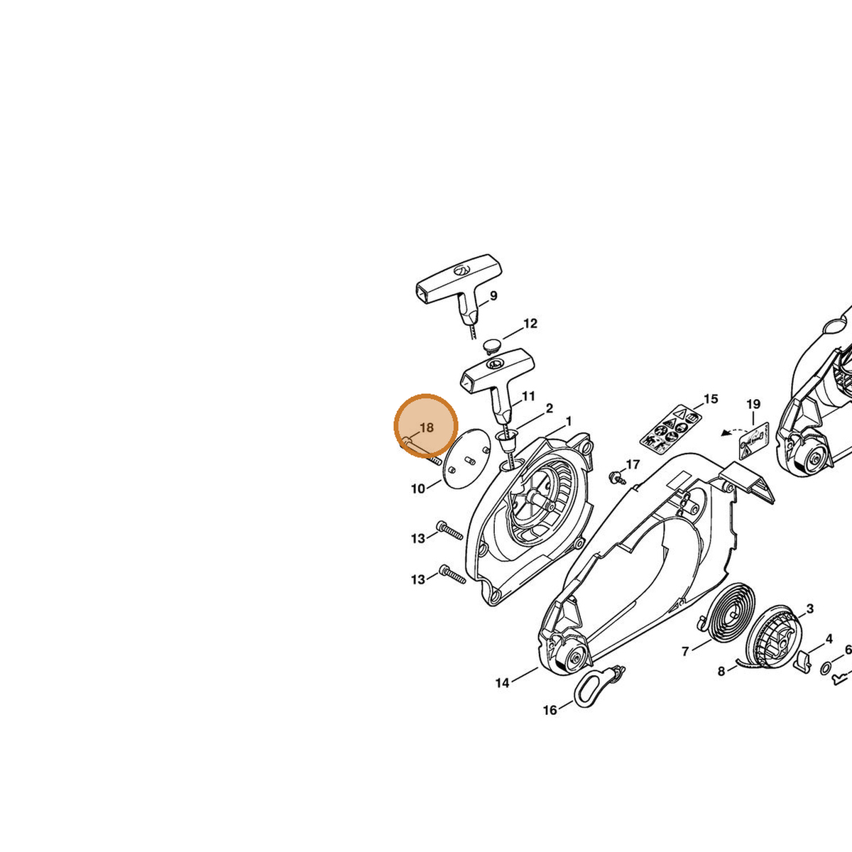 STIHL part 9075-478-4260 — IPL diagram snippet (6x zoom, amber highlight)
