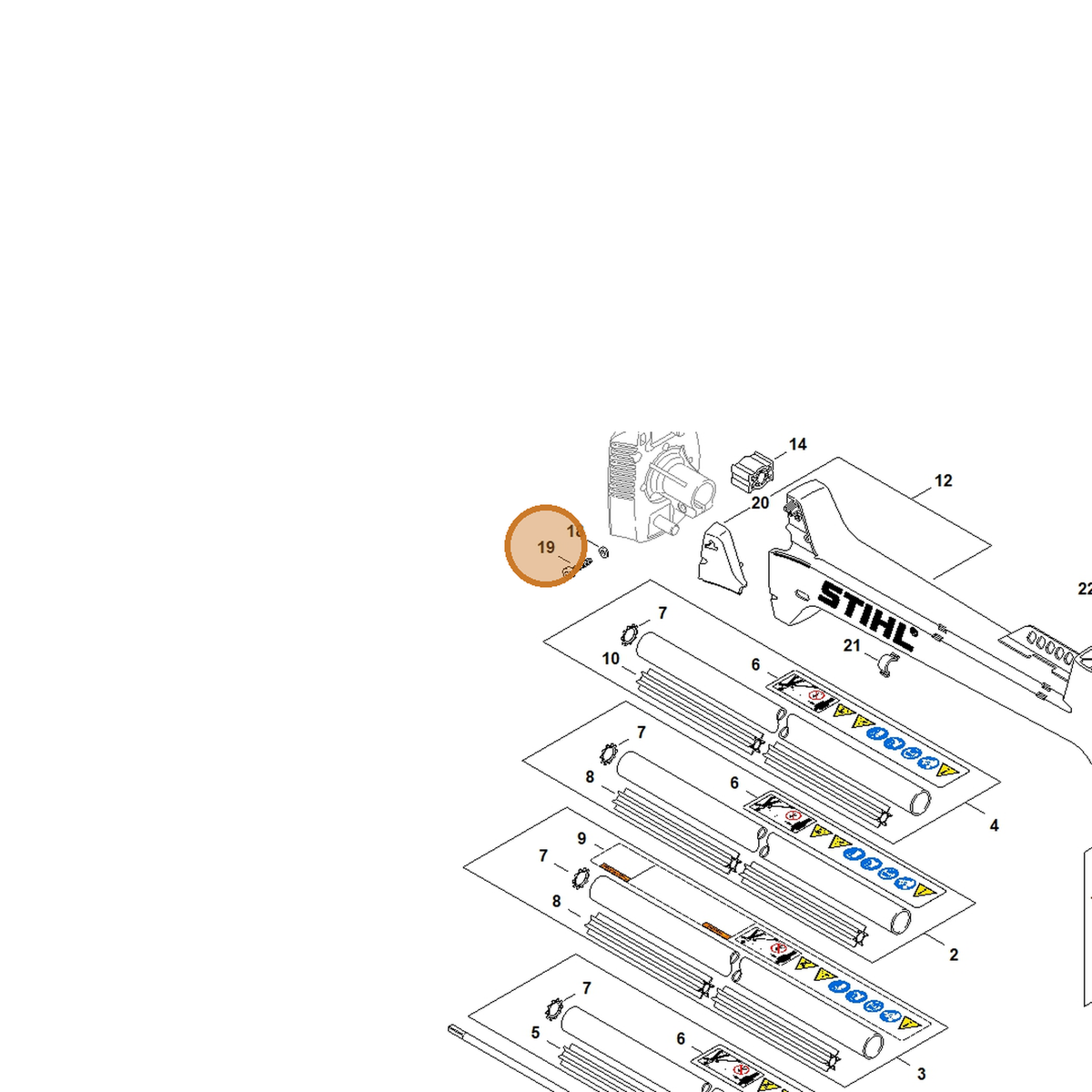 STIHL part 9075-478-4718 — IPL diagram snippet (6x zoom, amber highlight)