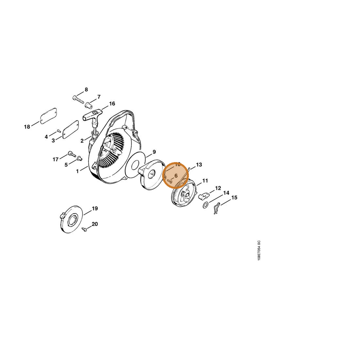 STIHL part 9076-478-2996 — IPL diagram snippet (6x zoom, amber highlight)