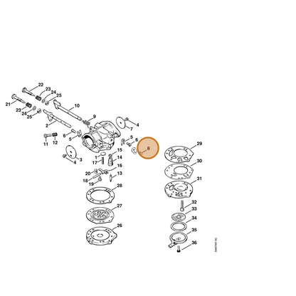 STIHL part 9079-319-0280 — IPL diagram snippet (6x zoom, amber highlight)