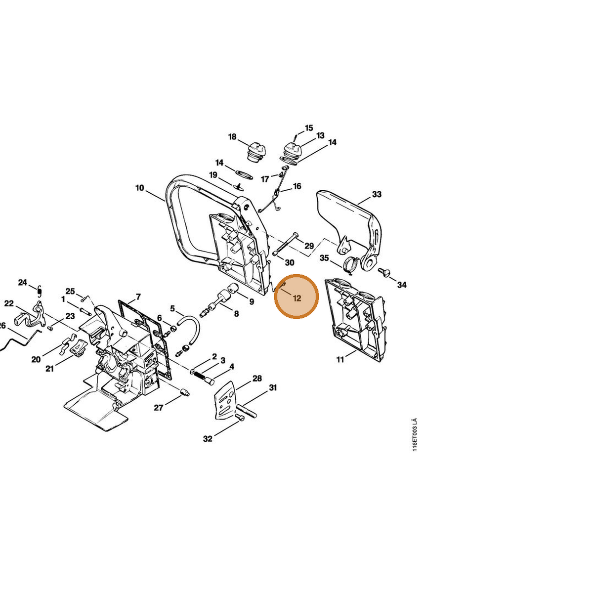 STIHL part 9079-319-1010 — IPL diagram snippet (6x zoom, amber highlight)
