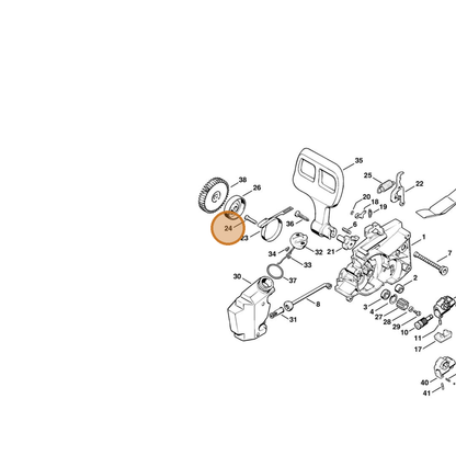 STIHL part 9079-319-1350 — IPL diagram snippet (6x zoom, amber highlight)