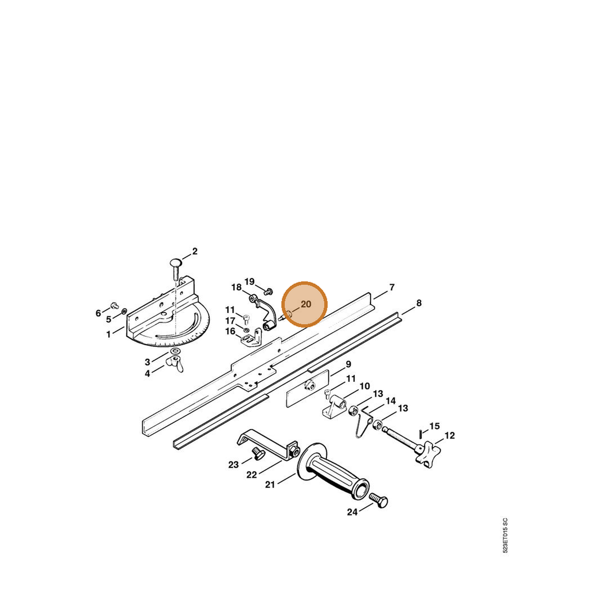 STIHL part 9086-216-0980 — IPL diagram snippet (6x zoom, amber highlight)