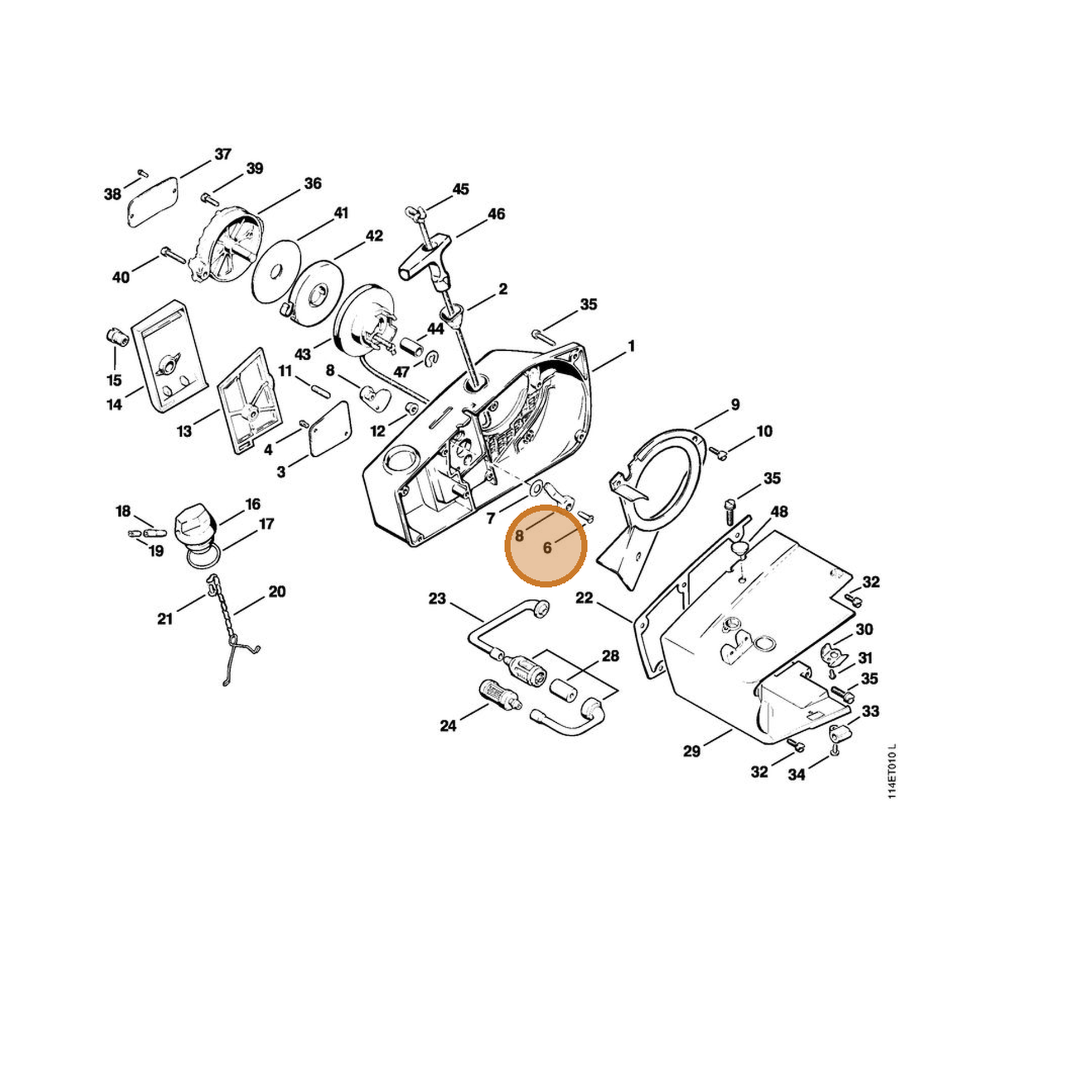 STIHL part 9097-021-2400 — IPL diagram snippet (6x zoom, amber highlight)