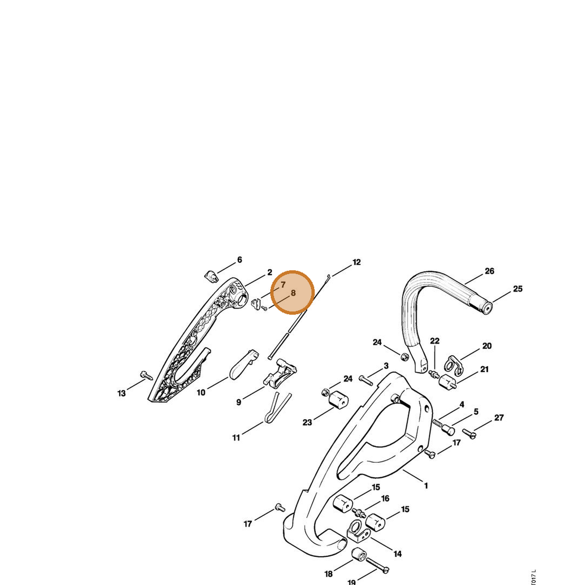 STIHL part 9099-021-0160 — IPL diagram snippet (6x zoom, amber highlight)