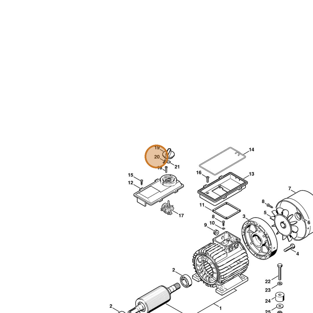 STIHL part 9099-021-1850 — IPL diagram snippet (6x zoom, amber highlight)