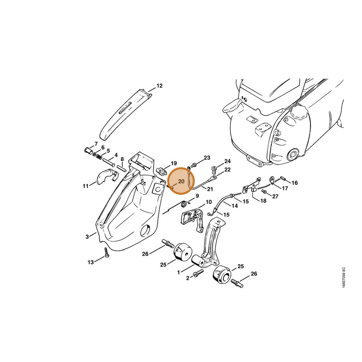 STIHL part 9099-021-2770 — IPL diagram snippet (6x zoom, amber highlight)
