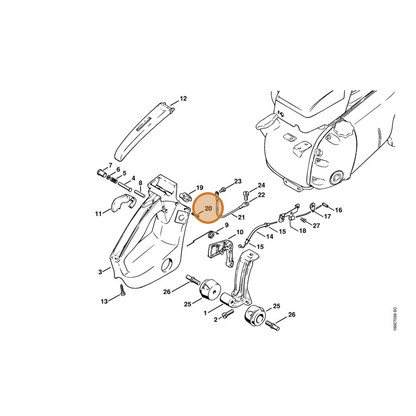 STIHL part 9099-021-2770 — IPL diagram snippet (6x zoom, amber highlight)