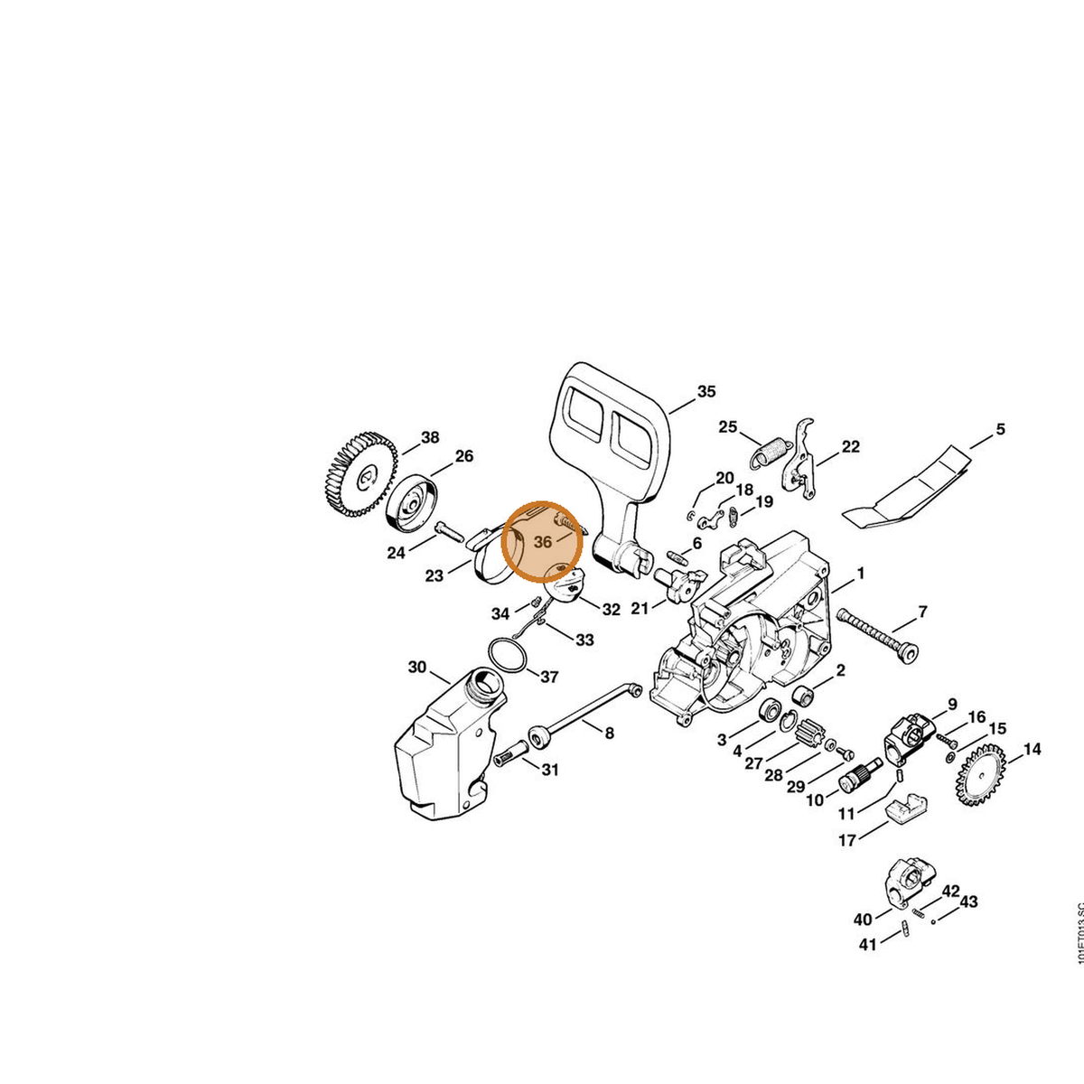 STIHL part 9099-021-4980 — IPL diagram snippet (6x zoom, amber highlight)