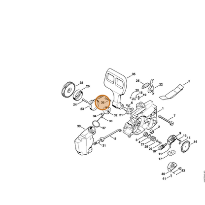 STIHL part 9099-021-4980 — IPL diagram snippet (6x zoom, amber highlight)