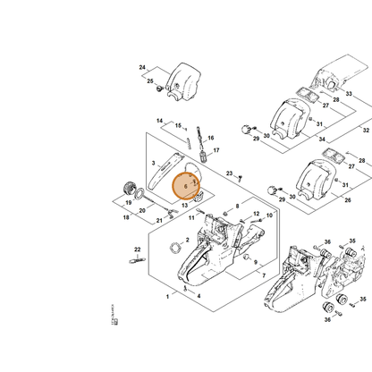 STIHL part 9100-021-0810 — IPL diagram snippet (6x zoom, amber highlight)