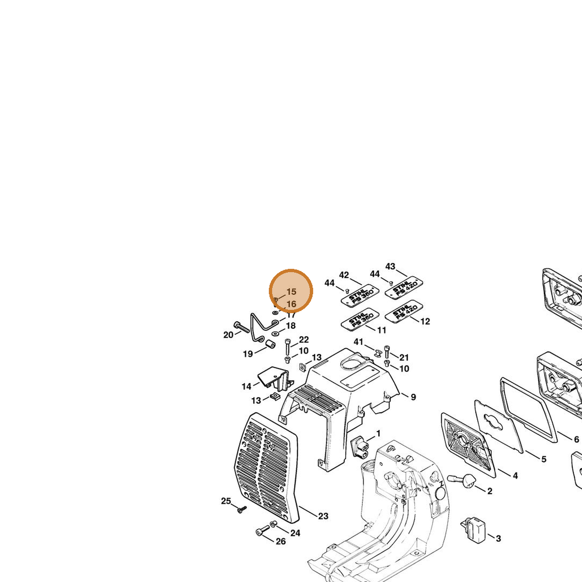 STIHL part 9100-021-3280 — IPL diagram snippet (6x zoom, amber highlight)
