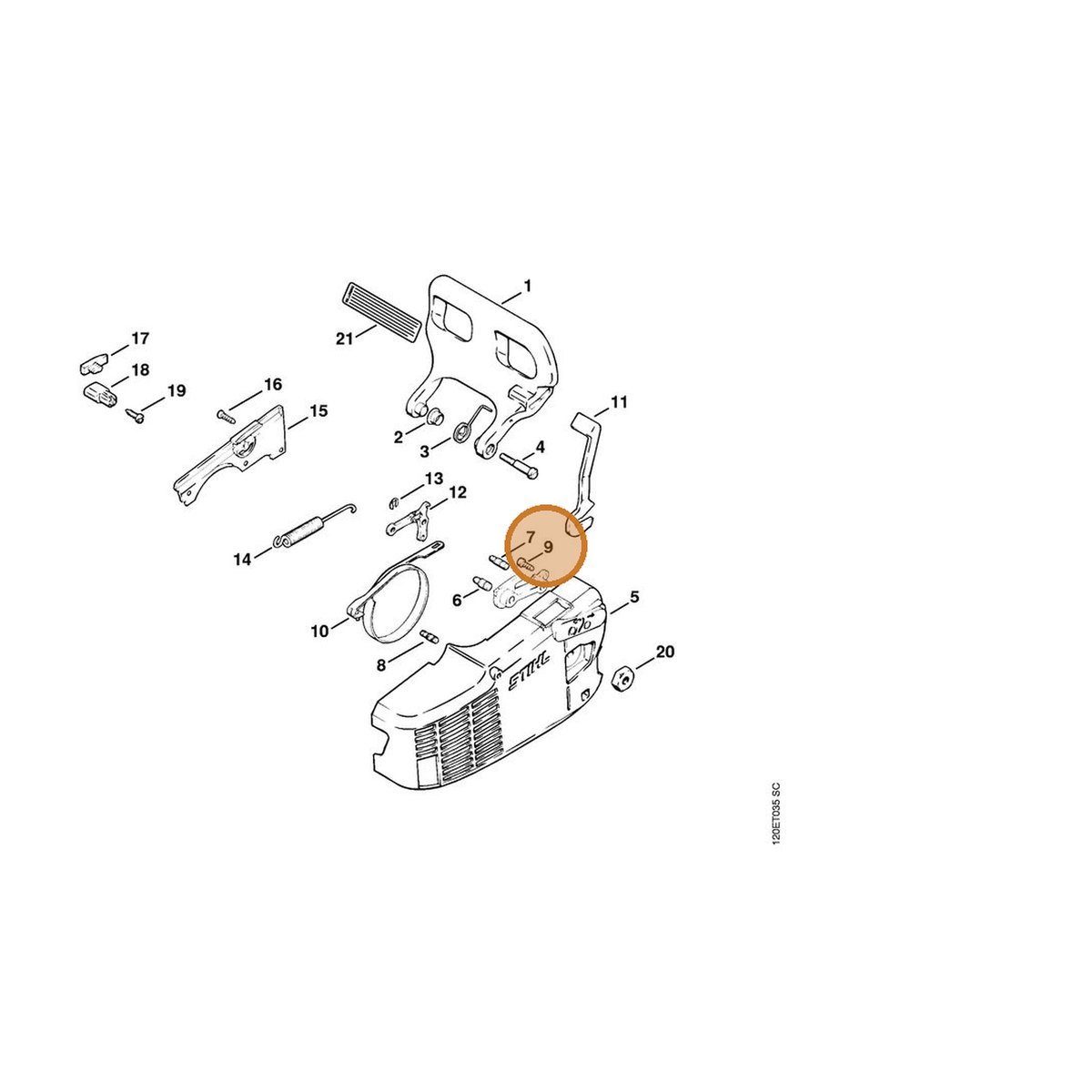 STIHL part 9104-003-0650 — IPL diagram snippet (6x zoom, amber highlight)