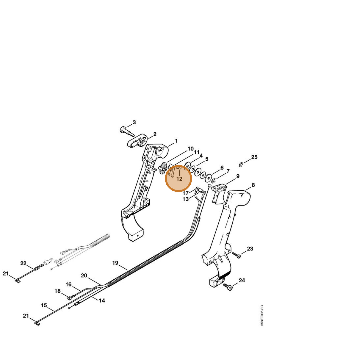 STIHL part 9104-003-0660 — IPL diagram snippet (6x zoom, amber highlight)