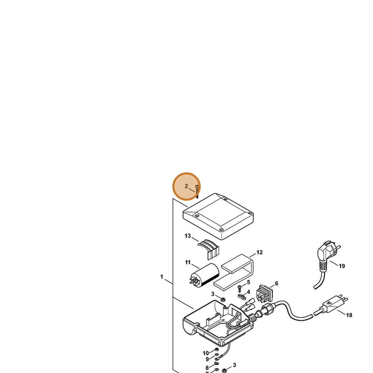 STIHL part 9104-003-0822 — IPL diagram snippet (6x zoom, amber highlight)