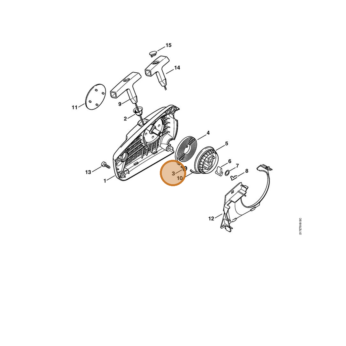 STIHL part 9104-003-2960 — IPL diagram snippet (6x zoom, amber highlight)