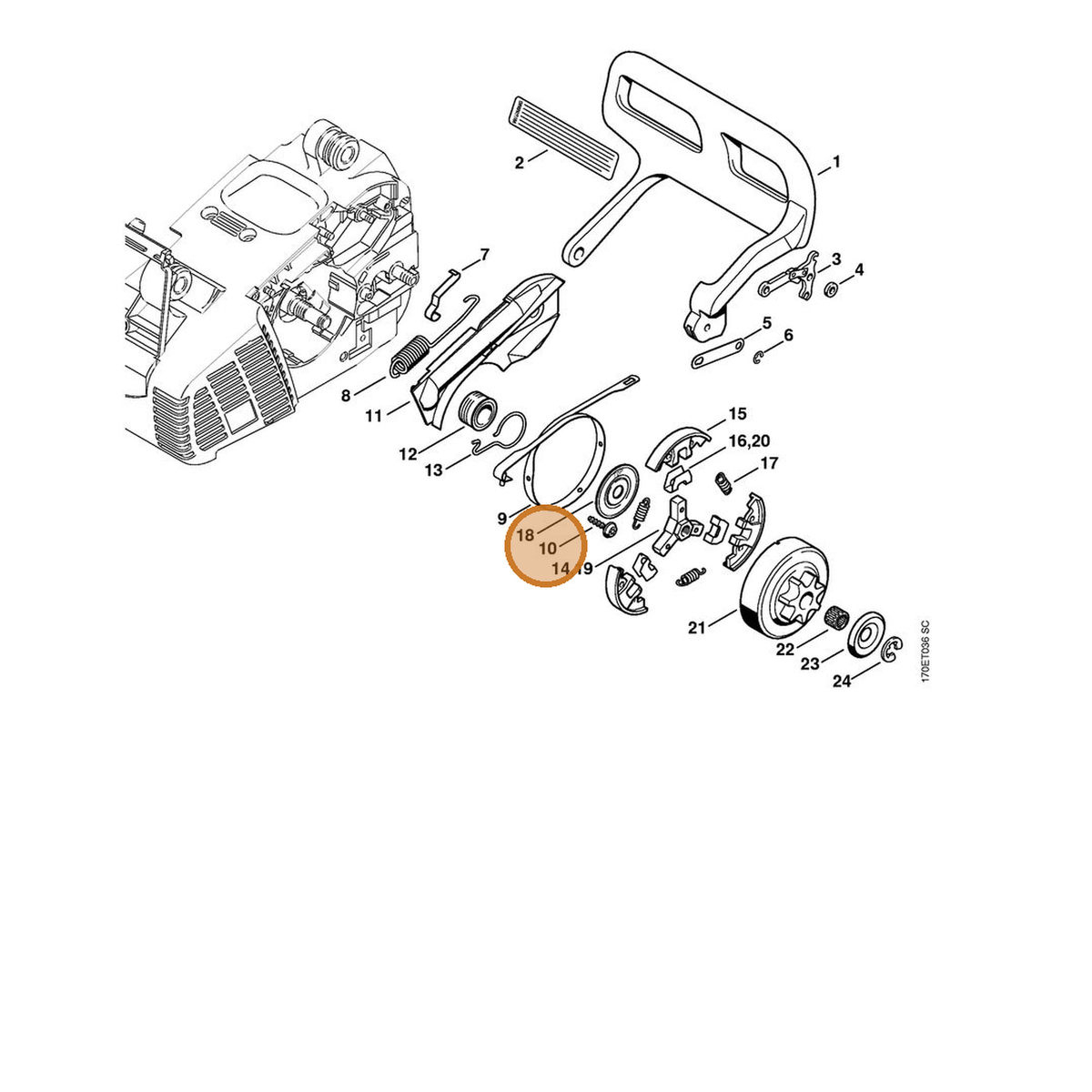 STIHL part 9104-003-3005 — IPL diagram snippet (6x zoom, amber highlight)