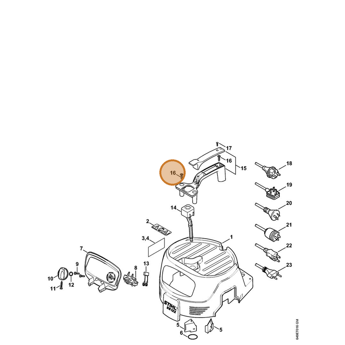 STIHL part 9104-003-4132 — IPL diagram snippet (6x zoom, amber highlight)