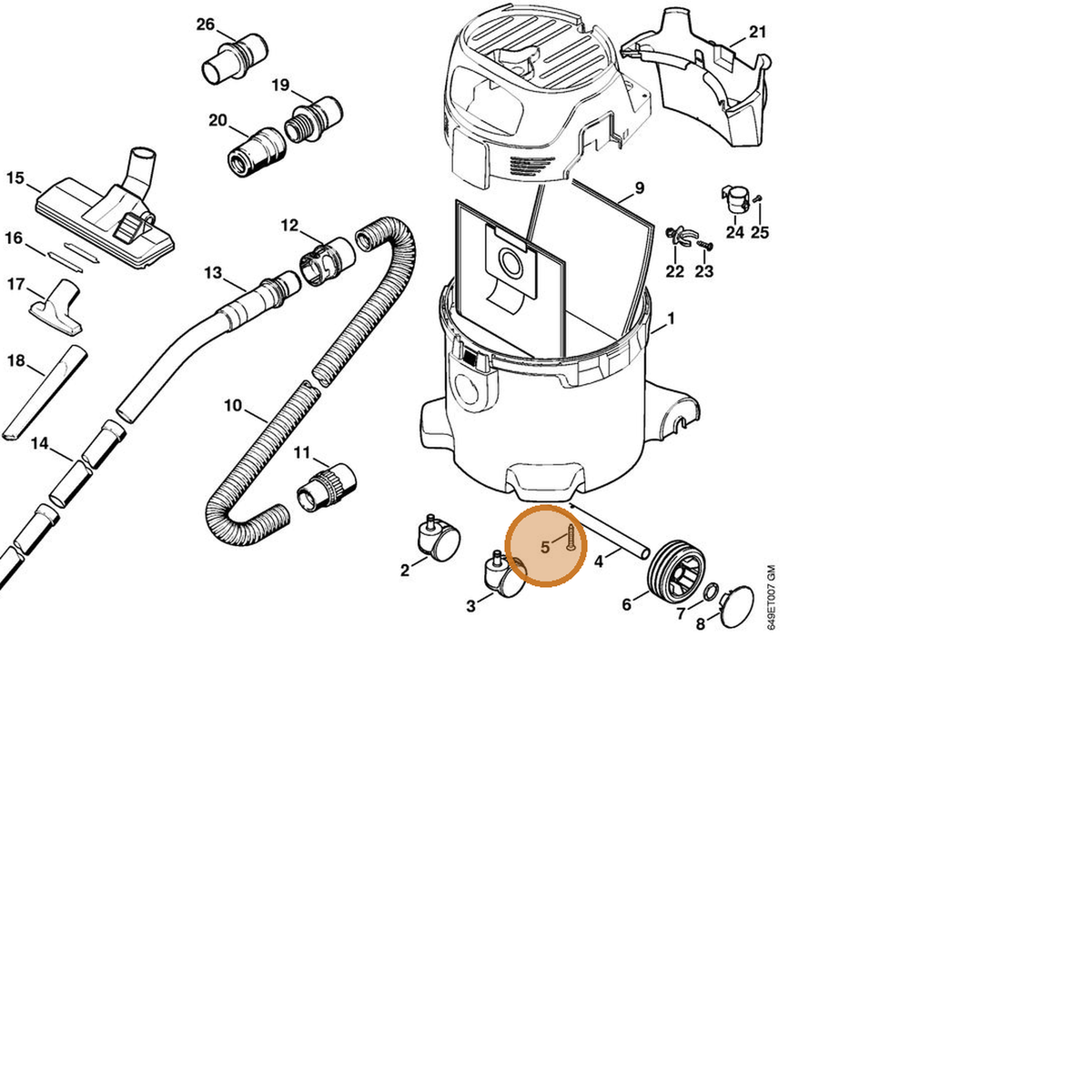 STIHL part 9104-003-4143 — IPL diagram snippet (6x zoom, amber highlight)