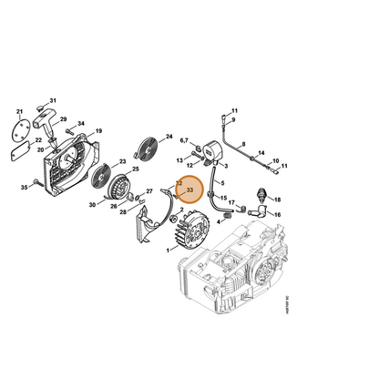 STIHL part 9104-003-8710 — IPL diagram snippet (6x zoom, amber highlight)