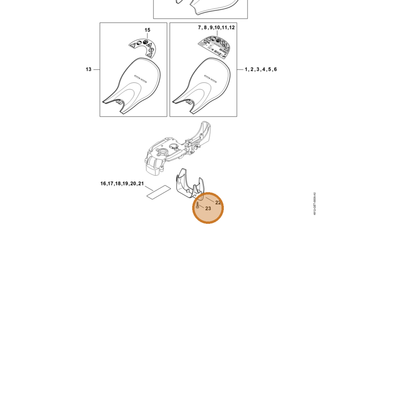 STIHL part 9104-003-8736 — IPL diagram snippet (6x zoom, amber highlight)