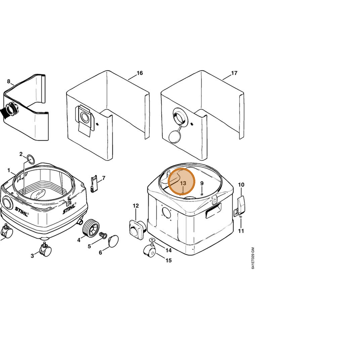 STIHL part 9104-003-8775 — IPL diagram snippet (6x zoom, amber highlight)