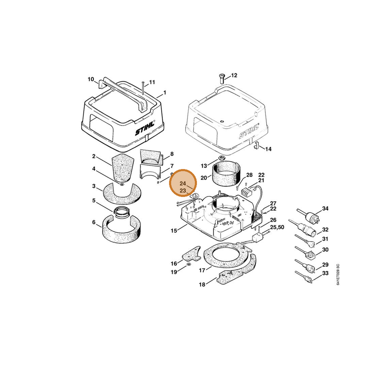 STIHL part 9104-003-9939 — IPL diagram snippet (6x zoom, amber highlight)