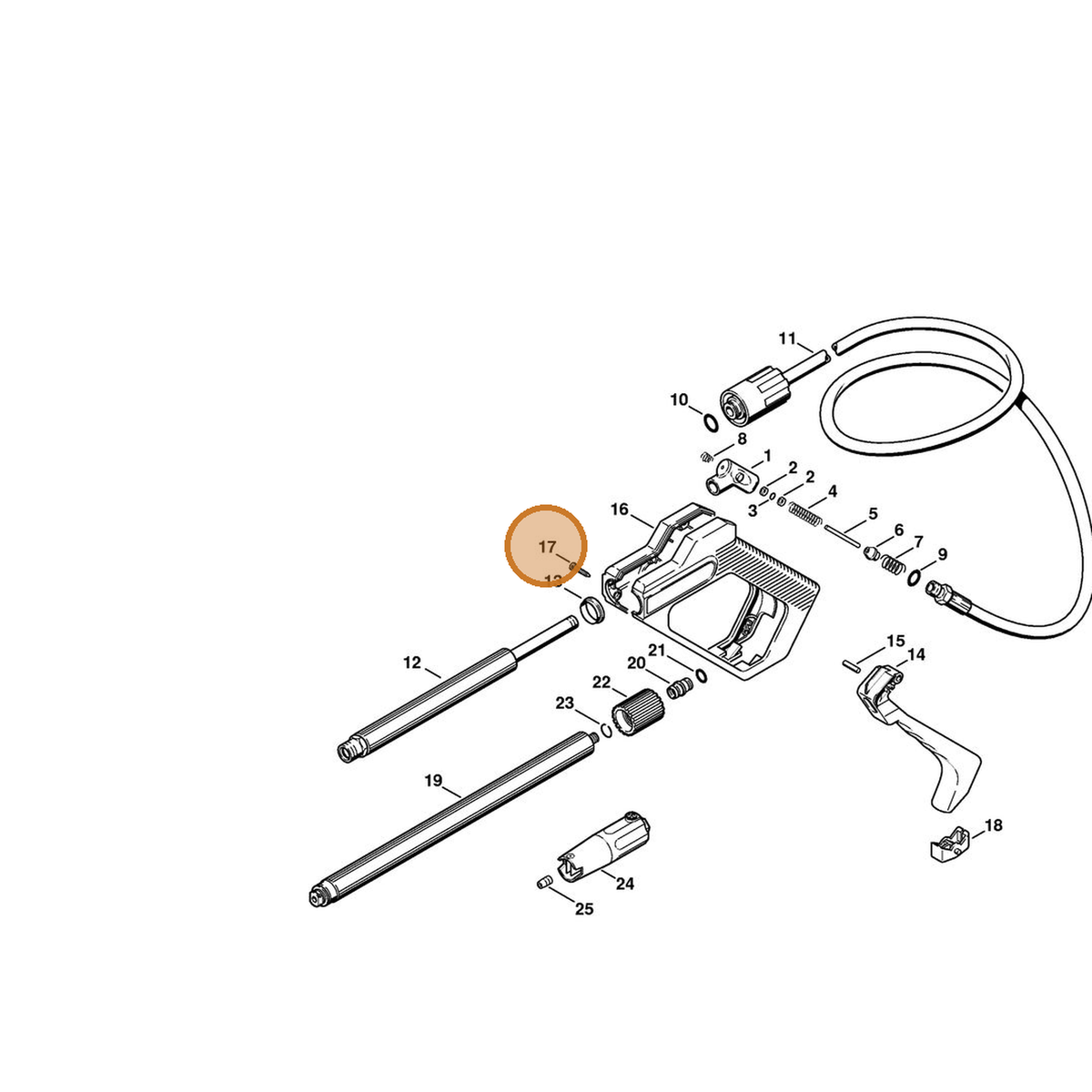 STIHL part 9104-003-9942 — IPL diagram snippet (6x zoom, amber highlight)