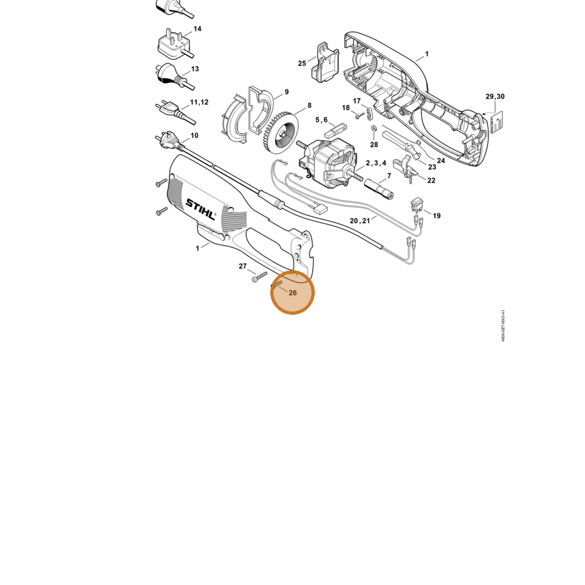 STIHL part 9104-007-4289 — IPL diagram snippet (6x zoom, amber highlight)