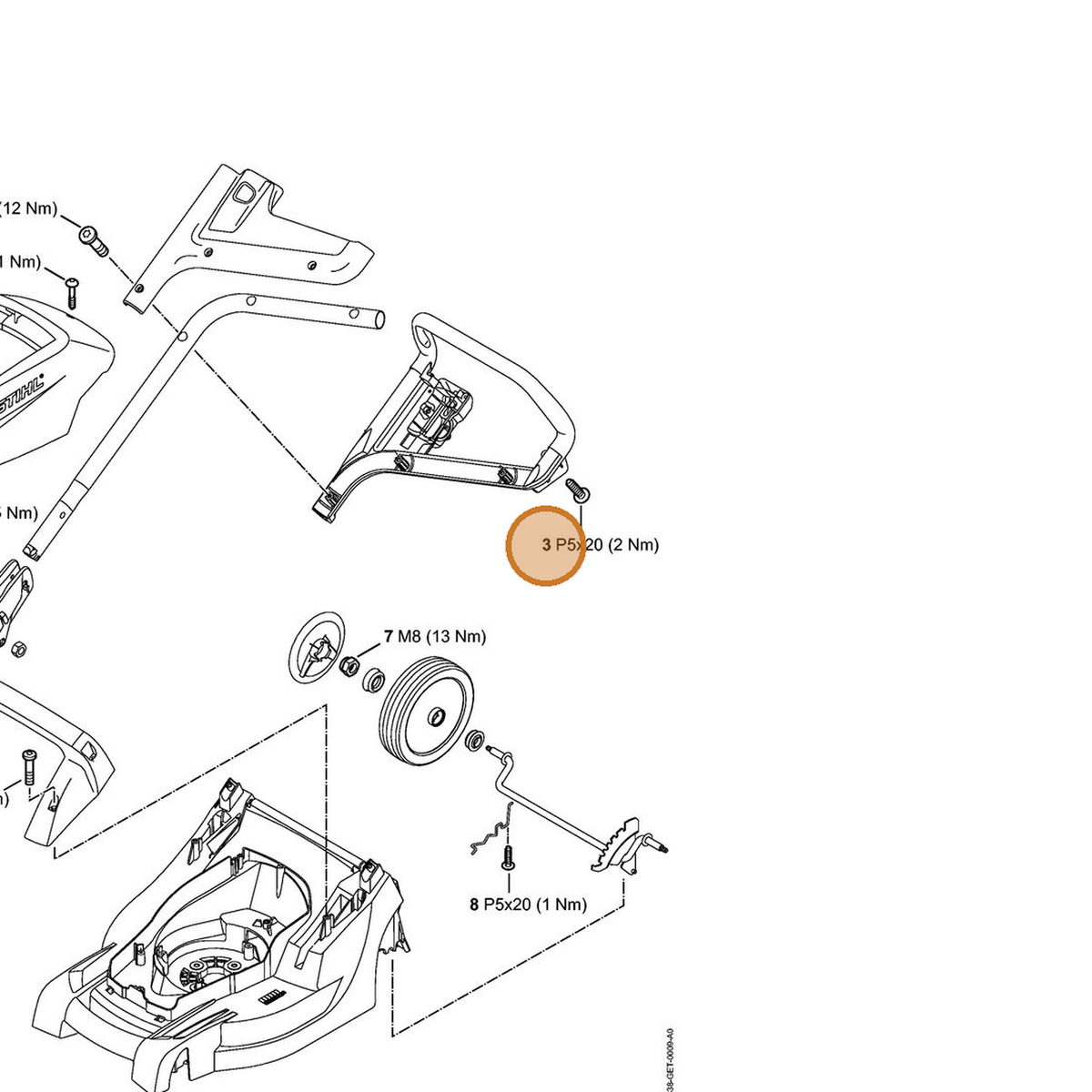 STIHL part 9104-007-9985 — IPL diagram snippet (6x zoom, amber highlight)