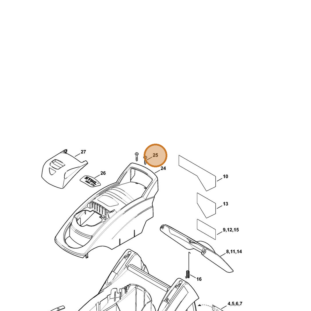 STIHL part 9104-017-4293 — IPL diagram snippet (6x zoom, amber highlight)