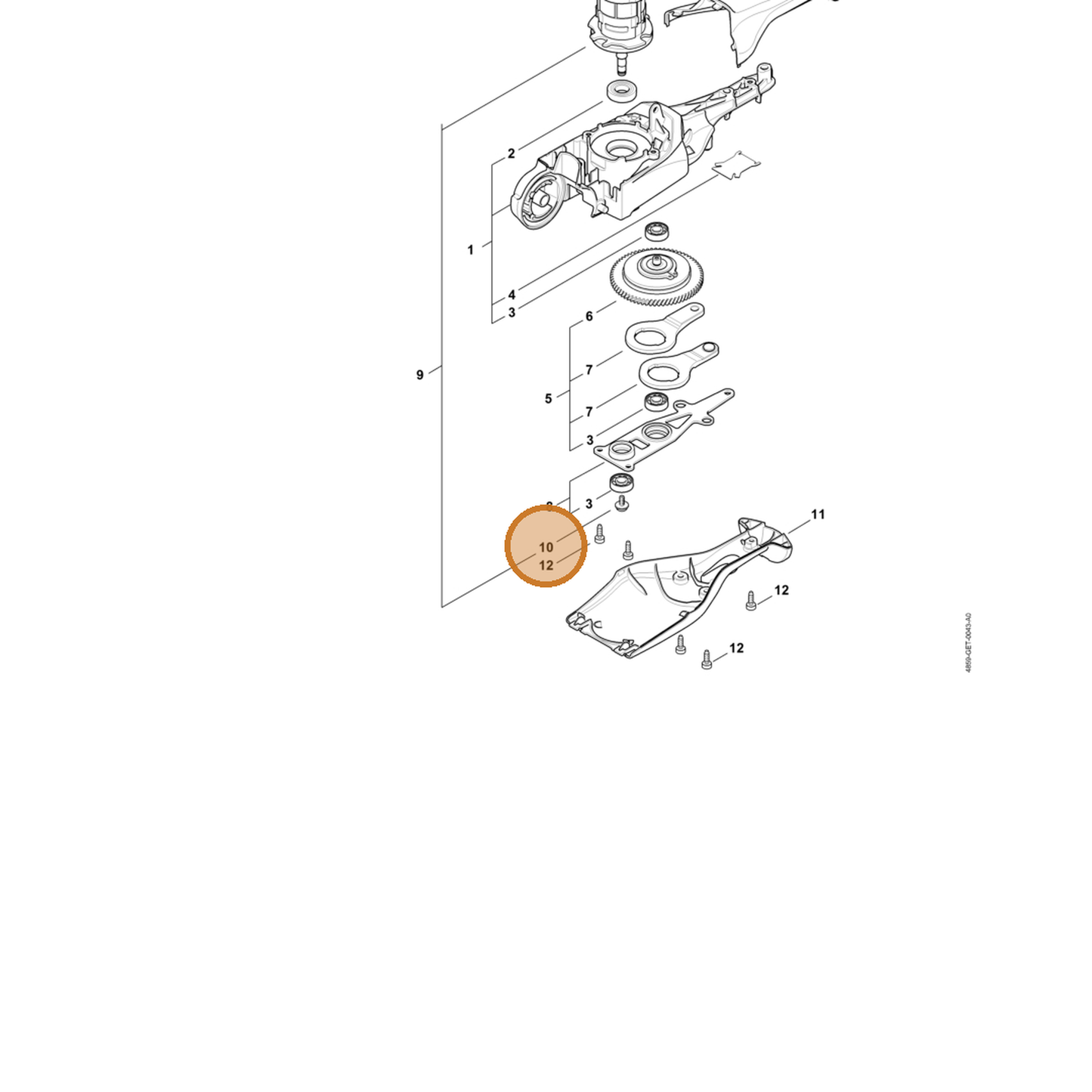 STIHL part 9110-391-0615 — IPL diagram snippet (6x zoom, amber highlight)
