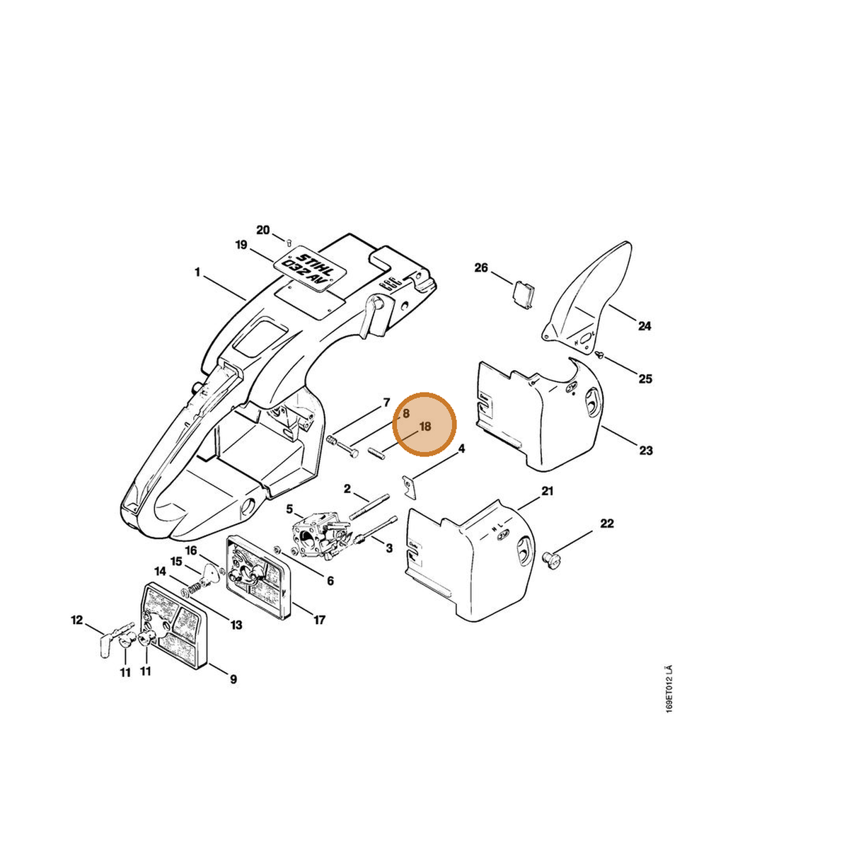 STIHL part 9121-319-0960 — IPL diagram snippet (6x zoom, amber highlight)