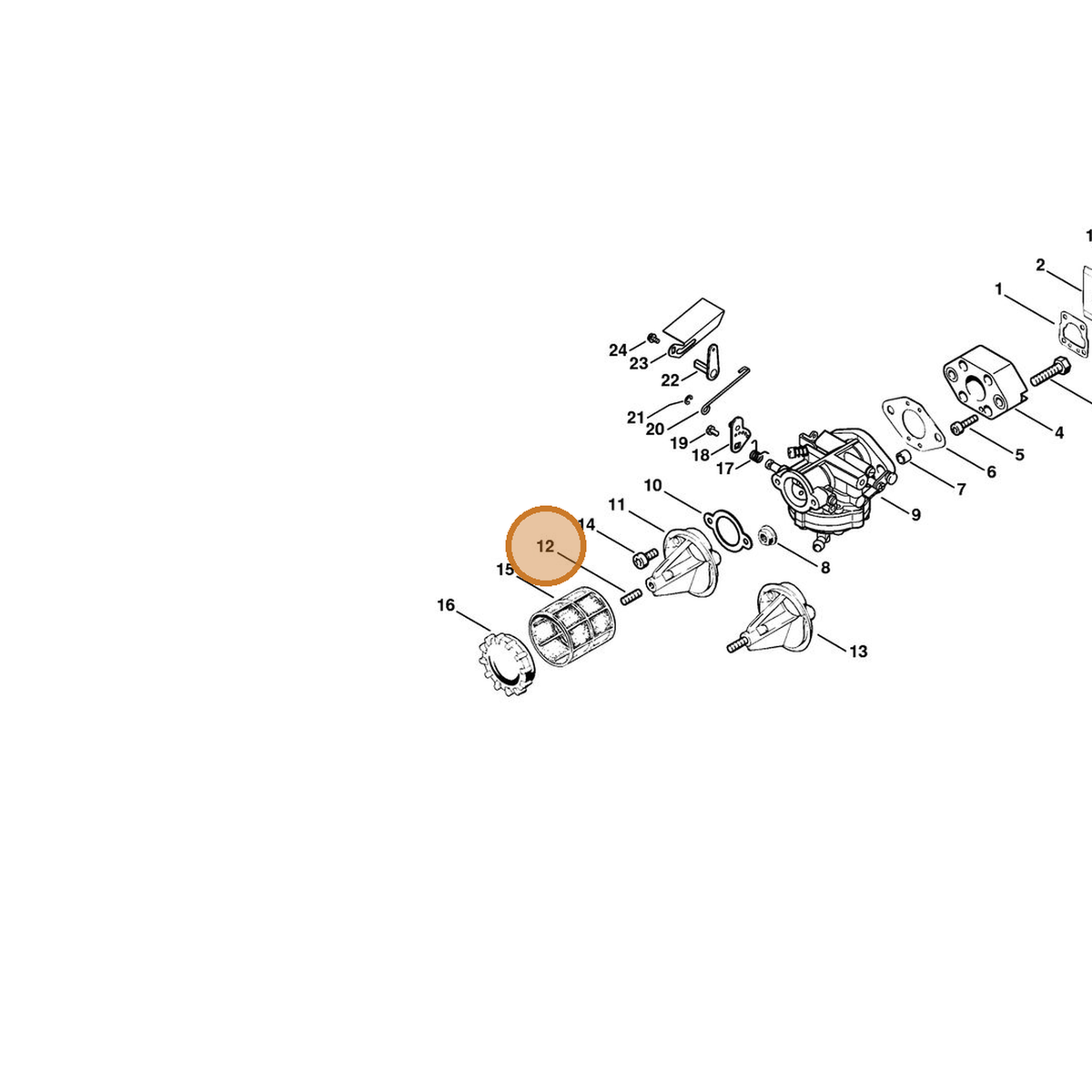 STIHL part 9121-319-0980 — IPL diagram snippet (6x zoom, amber highlight)