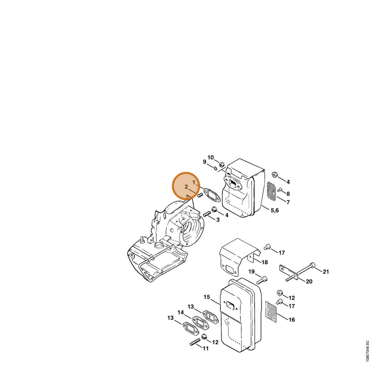 STIHL part 9121-347-1260 — IPL diagram snippet (6x zoom, amber highlight)