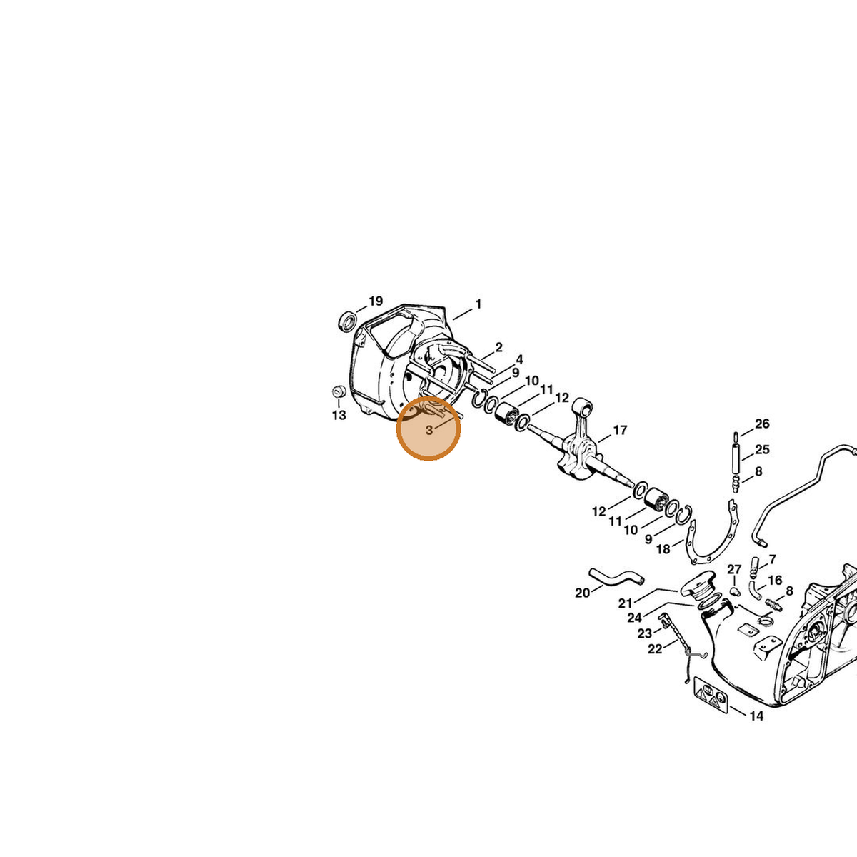 STIHL part 9121-347-1370 — IPL diagram snippet (6x zoom, amber highlight)