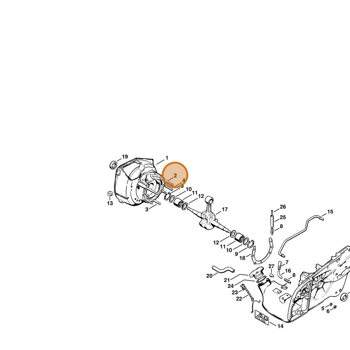 STIHL part 9121-347-1420 — IPL diagram snippet (6x zoom, amber highlight)