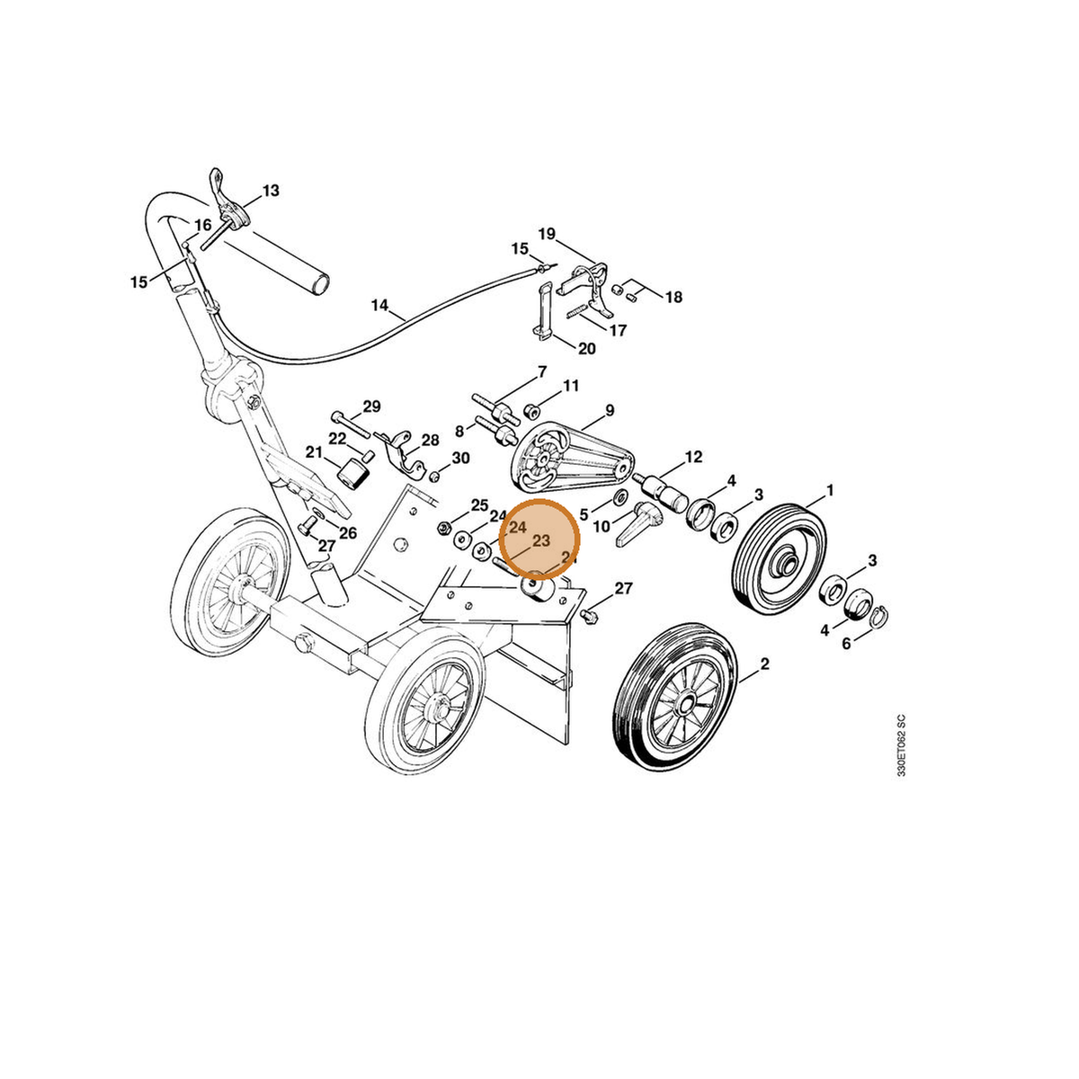 STIHL part 9123-319-1900 — IPL diagram snippet (6x zoom, amber highlight)