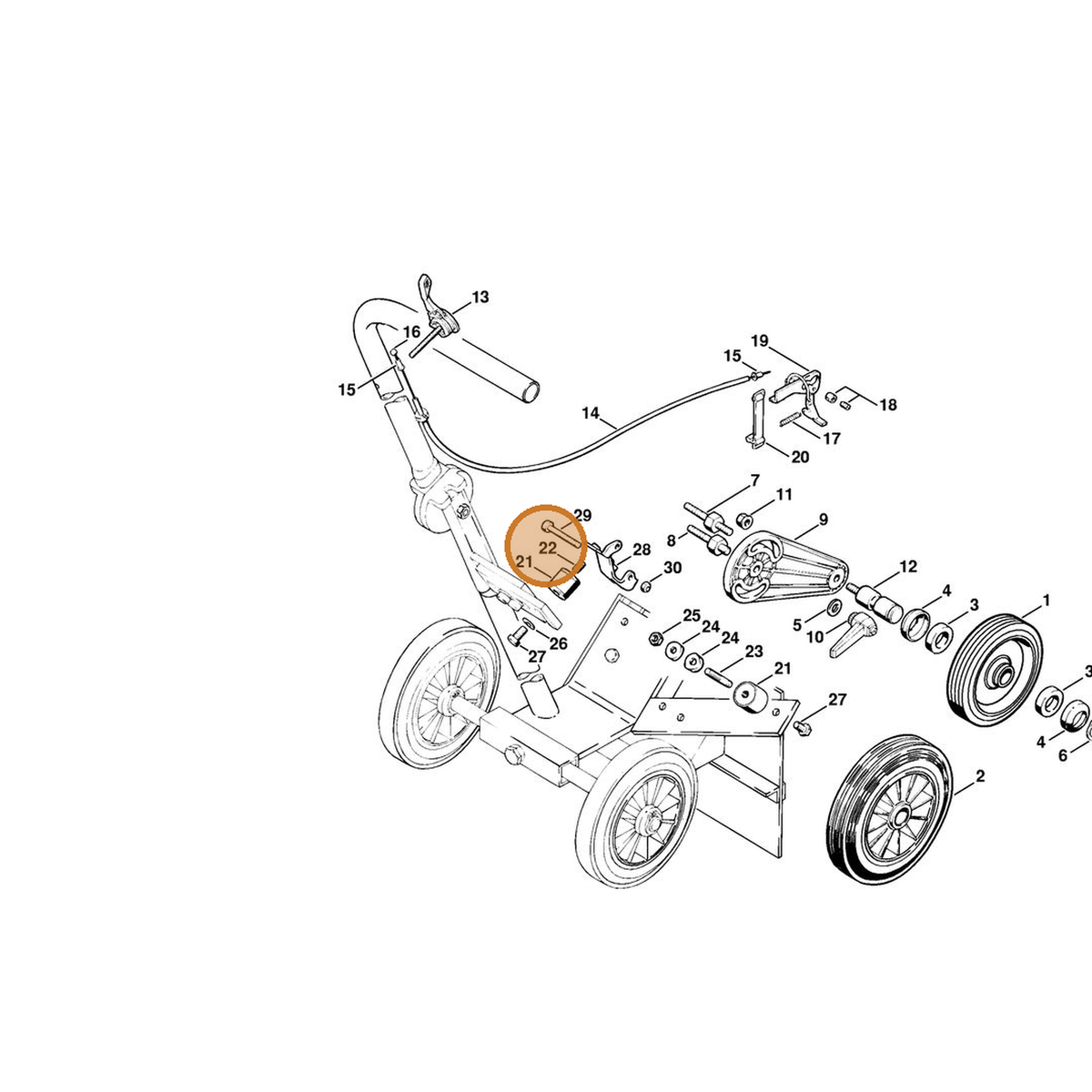 STIHL part 9131-216-1780 — IPL diagram snippet (6x zoom, amber highlight)