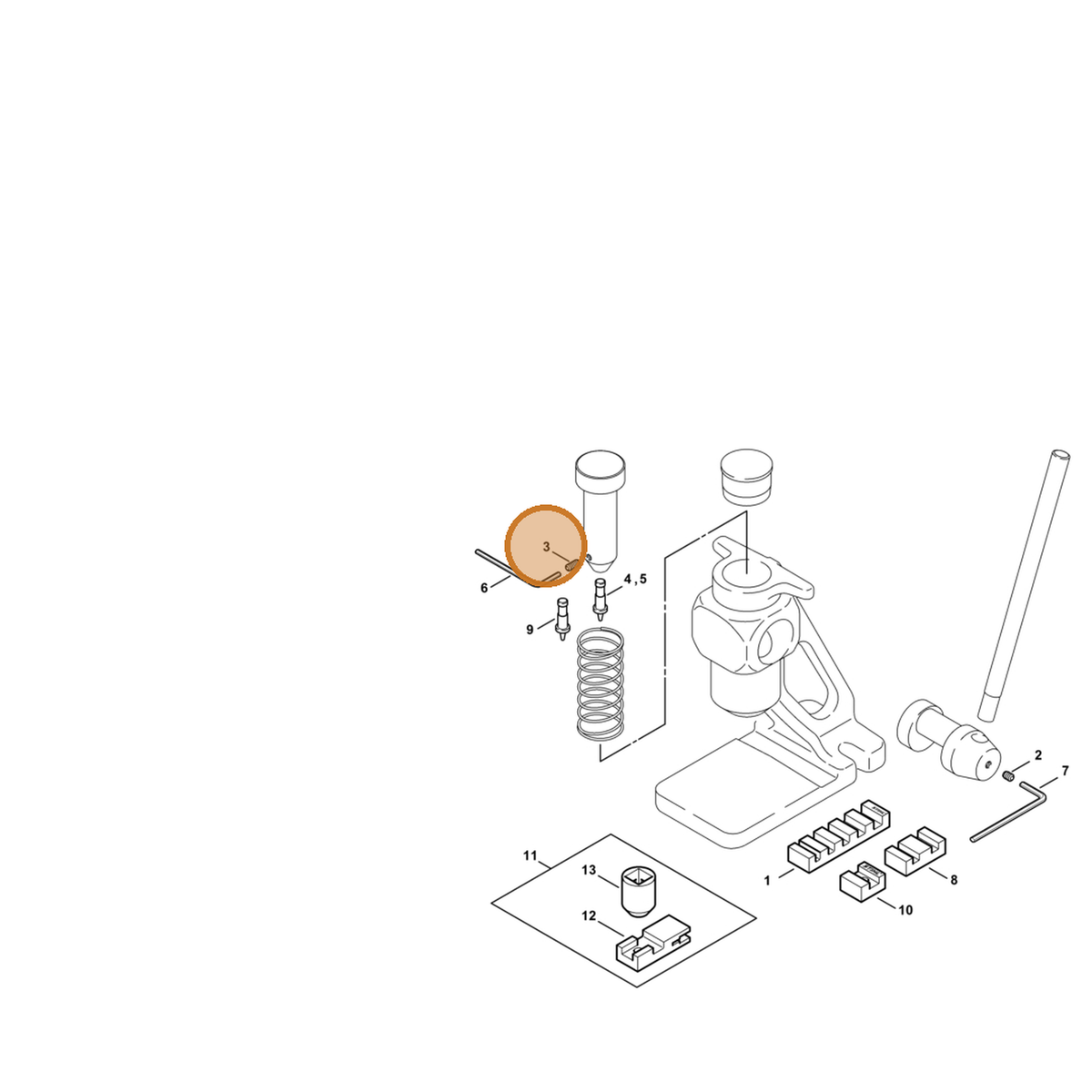STIHL part 9132-381-9510 — IPL diagram snippet (6x zoom, amber highlight)